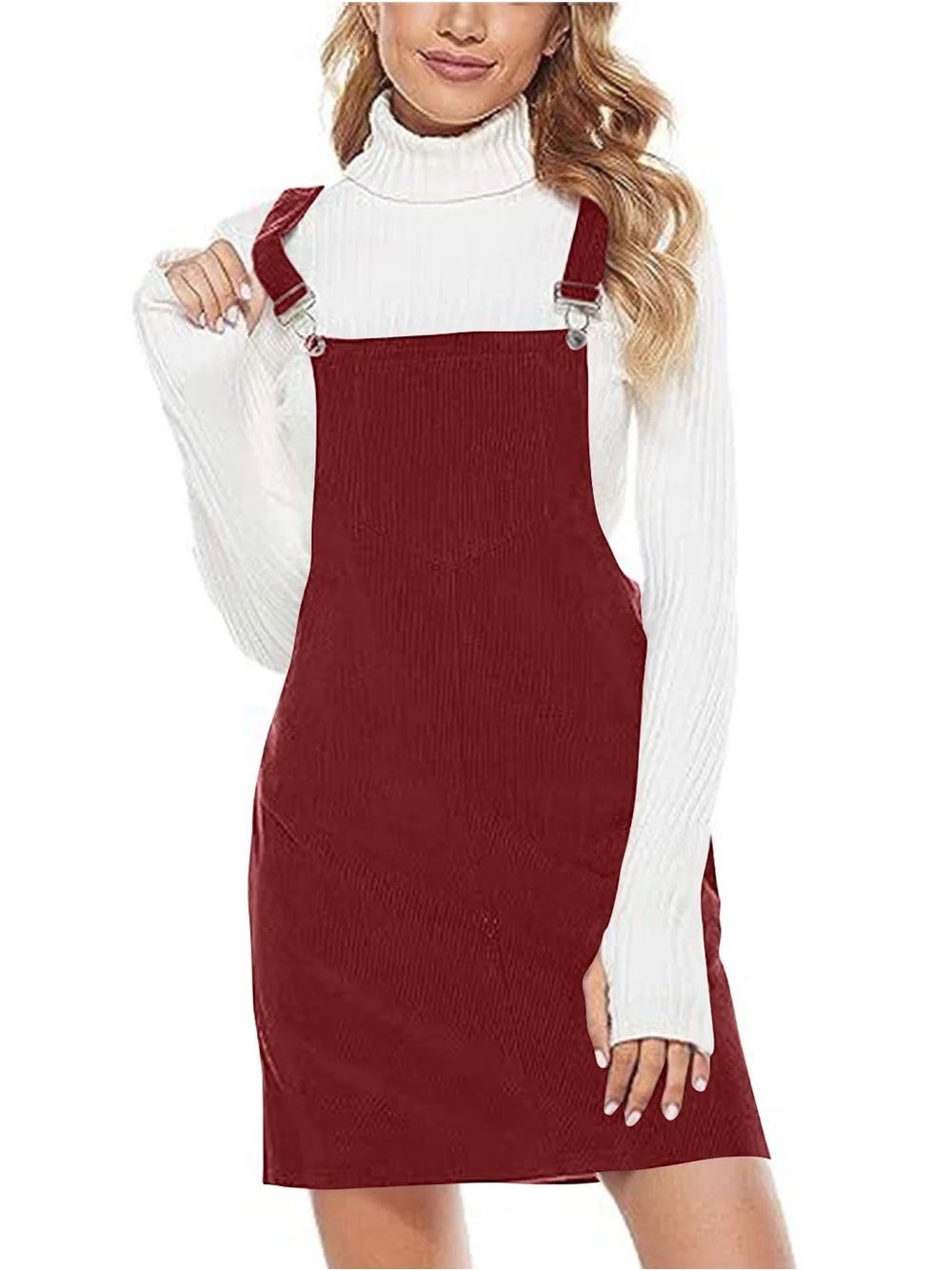NWOT Design Lab Lord & Taylor Burgundy Corduroy Jumper Dress